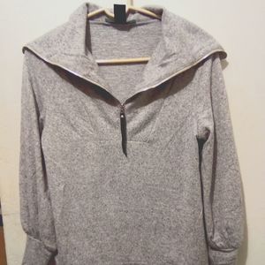 New Parker and Quinn 1/4 Zip pullover Gray Sweater